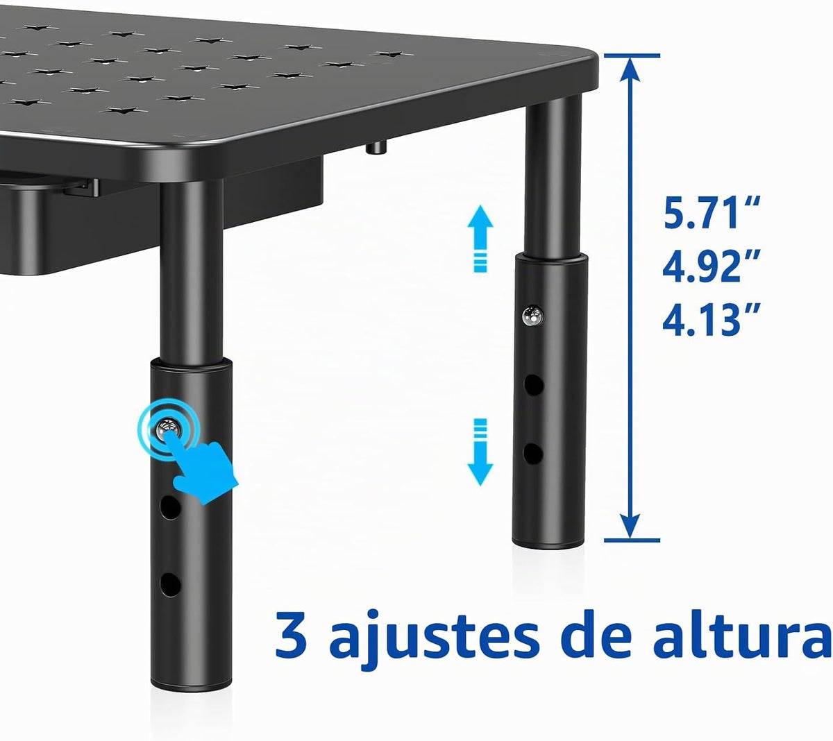 Zimilar Paquete de 2 soportes elevadores para monitor con cajón, 3 alturas