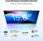 UPERFECT 15.6" 1080P Monitor portátil inalámbrico con batería 8000m...