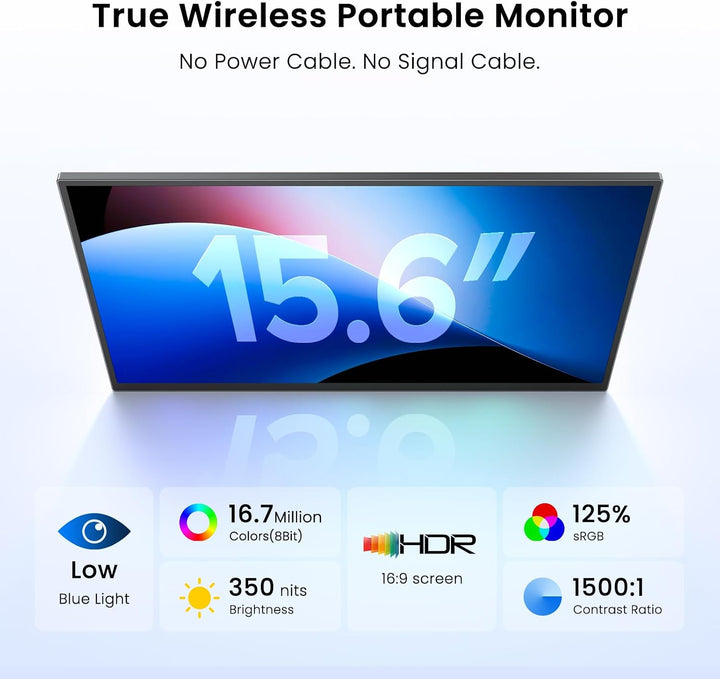 UPERFECT 15.6" 1080P Monitor portátil inalámbrico con batería 8000m...