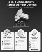 Unidad flash de 128 GB para iPhone\/iPad, USB-C Photo Stick con ada...