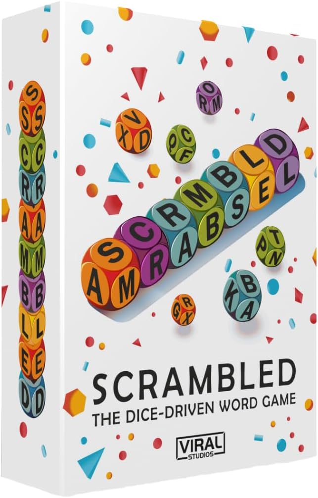 Viral Studios Scrambled The Dice-Driven Word Game Juego de fiesta de ritmo rápido | Deletrea, grita y gana en este desafío de sprint cerebral definitivo para 1 a 5 jugadores para familias, juegos y lugares de reunión