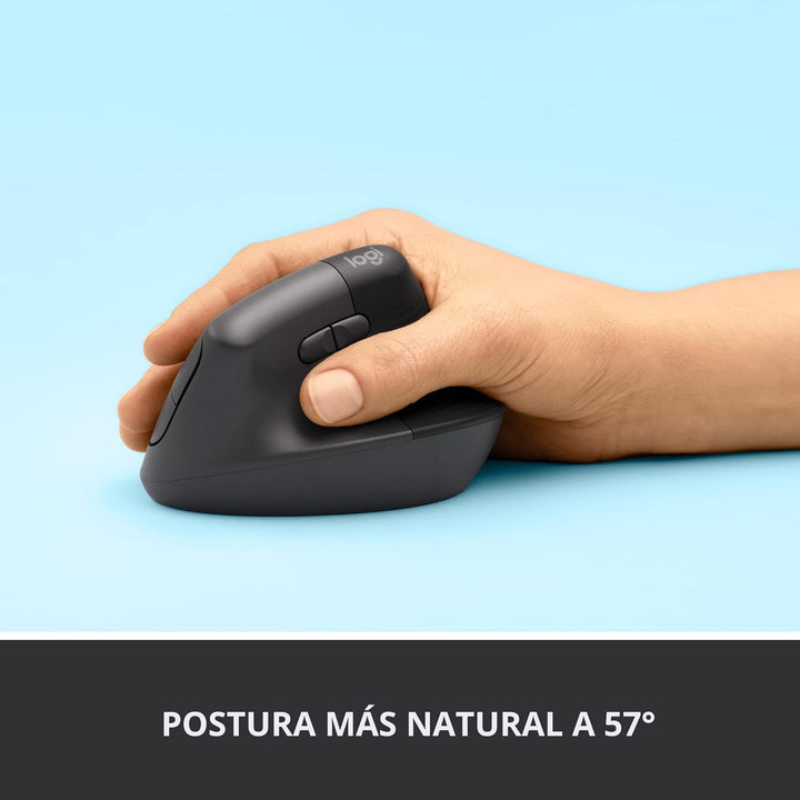 Logitech Lift - Mouse ergonómico vertical, inalámbrico, Bluetooth o...