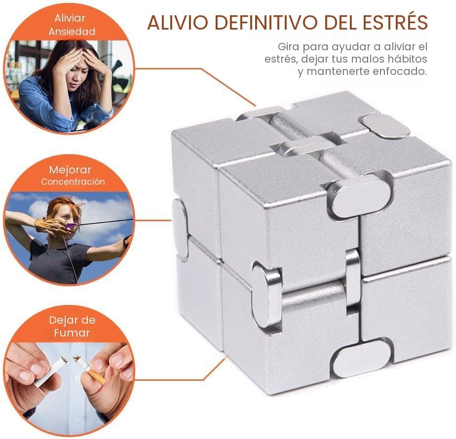 Fidget Cube - Nueva versión Fidget Finger Toys – Cubo infinito de metal Prime para aliviar el estrés y la ansiedad/TDAH, regalos sensoriales ultra duraderos para adultos y adolescentes niños