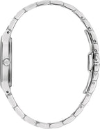 Bulova Reloj moderno de cuarzo de 3 manecillas de acero inoxidable para mujer, estilo de esfera negra: 96L299