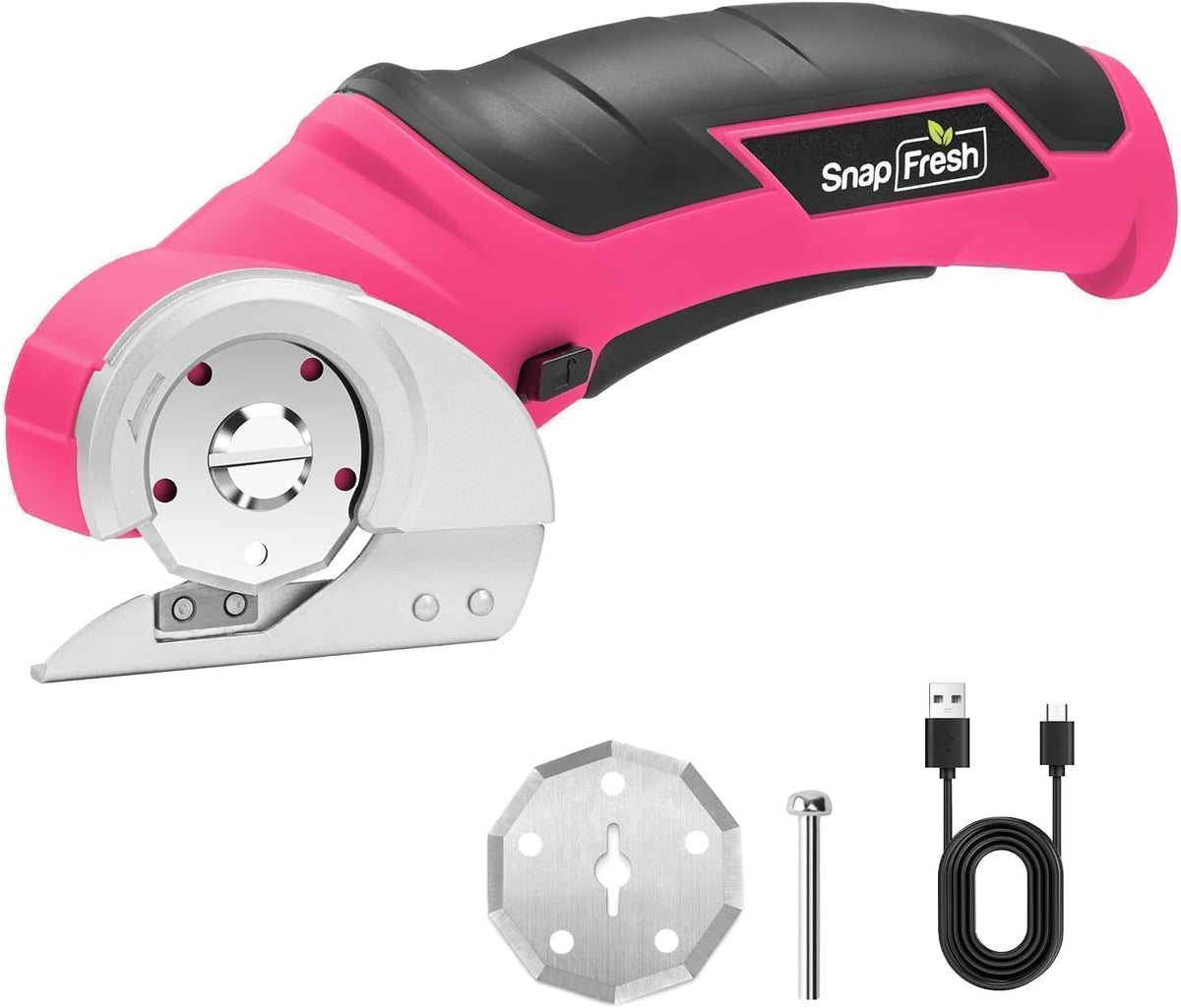 SnapFresh Tijeras eléctricas inalámbricas, cortador eléctrico recargable de 4 V para cajas de cartón, alfombras y papel, cortador giratorio para proyectos de bricolaje, cortador de caja de seguridad