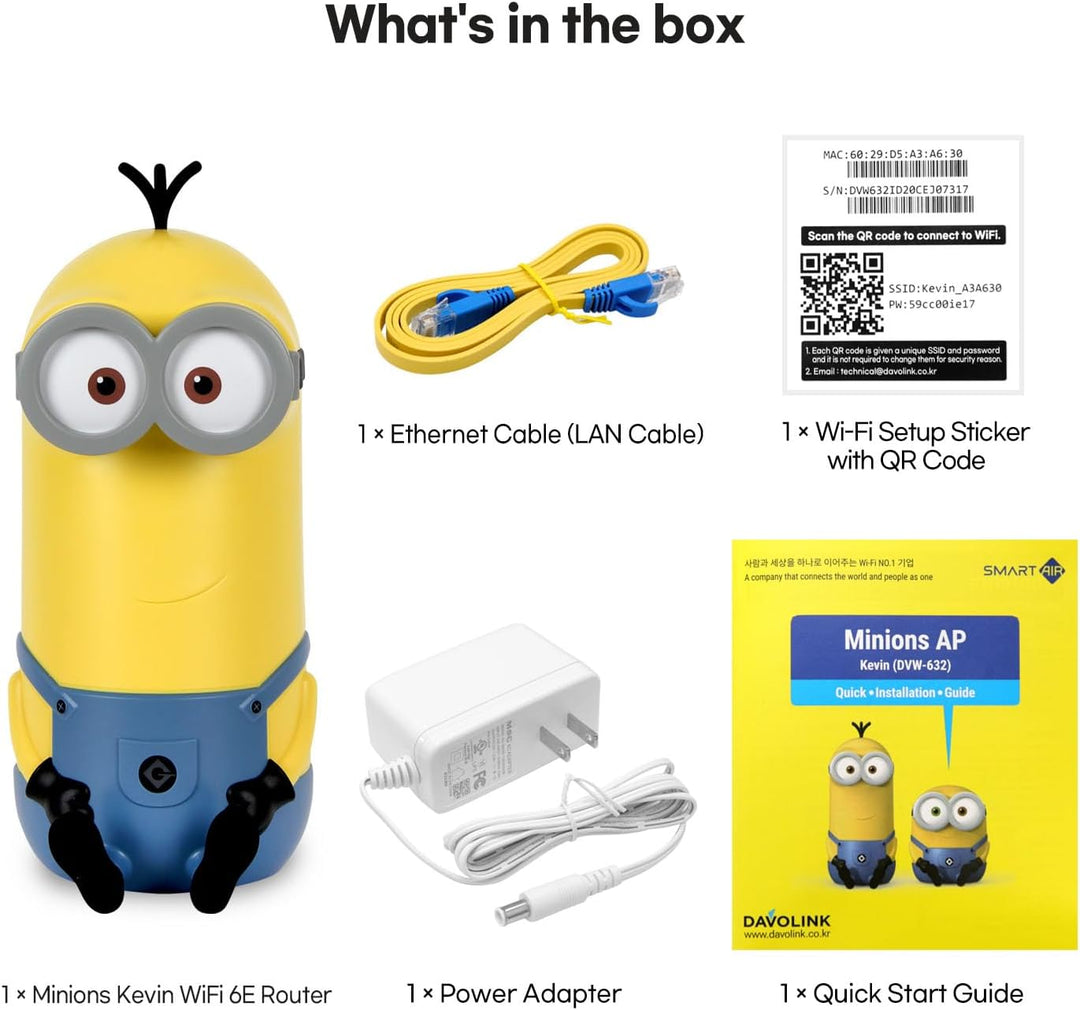 Davolink Minions Series WiFi 6 \/ 6E Router Gaming Extensor WiFi Du...