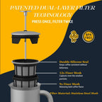 ESPRO Prensa francesa P7, 32oz, cepillada, cafetera de acero inoxidable