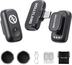 Micrófono inalámbrico Hollyland Lark A1 para iPhone 17/16/15 y Android, Mini Duo (2TX + USB-C RX)