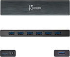 j5create, JUH377, hub USB 3.0 de 7 puertos, alimentado