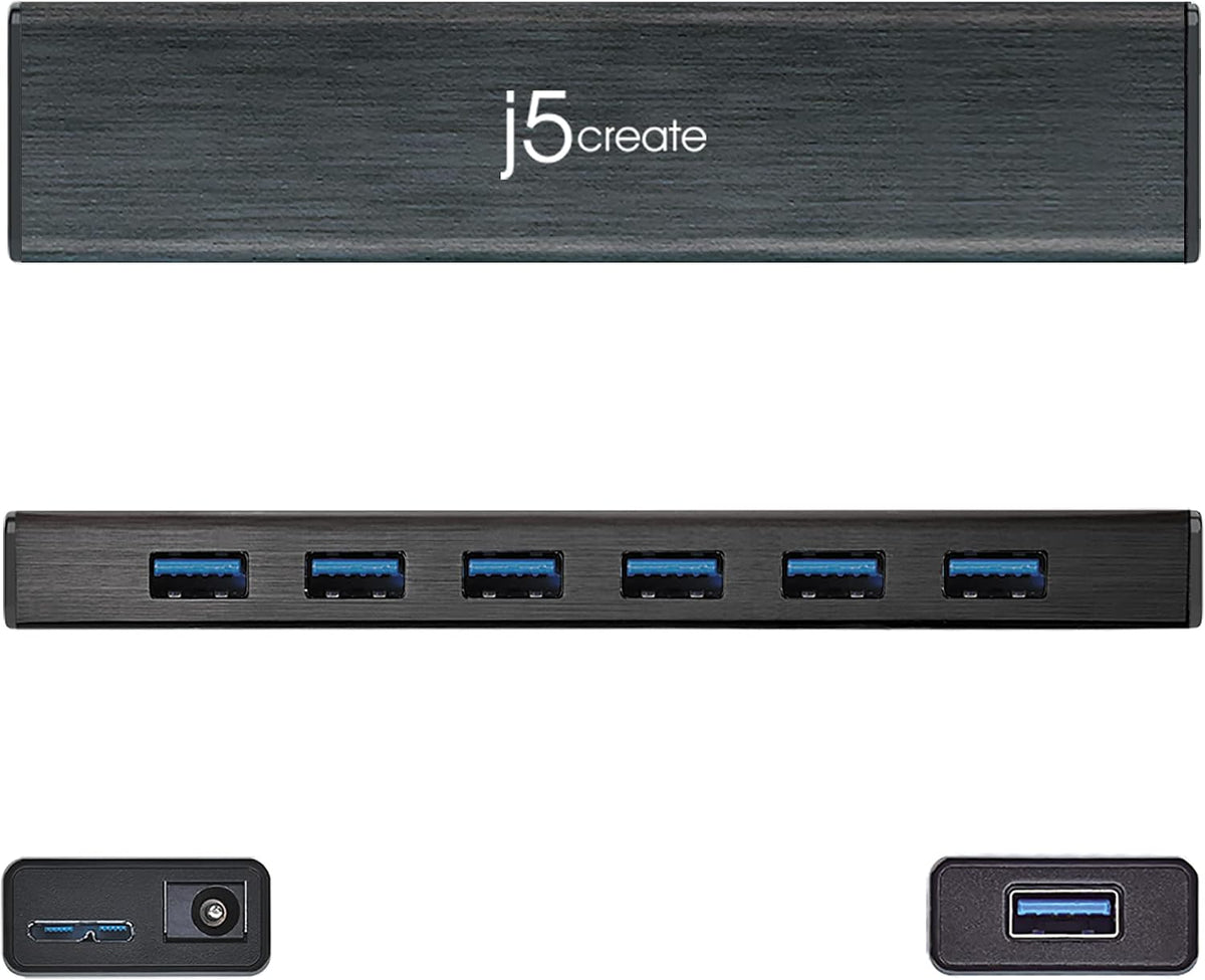 j5create, JUH377, hub USB 3.0 de 7 puertos, alimentado