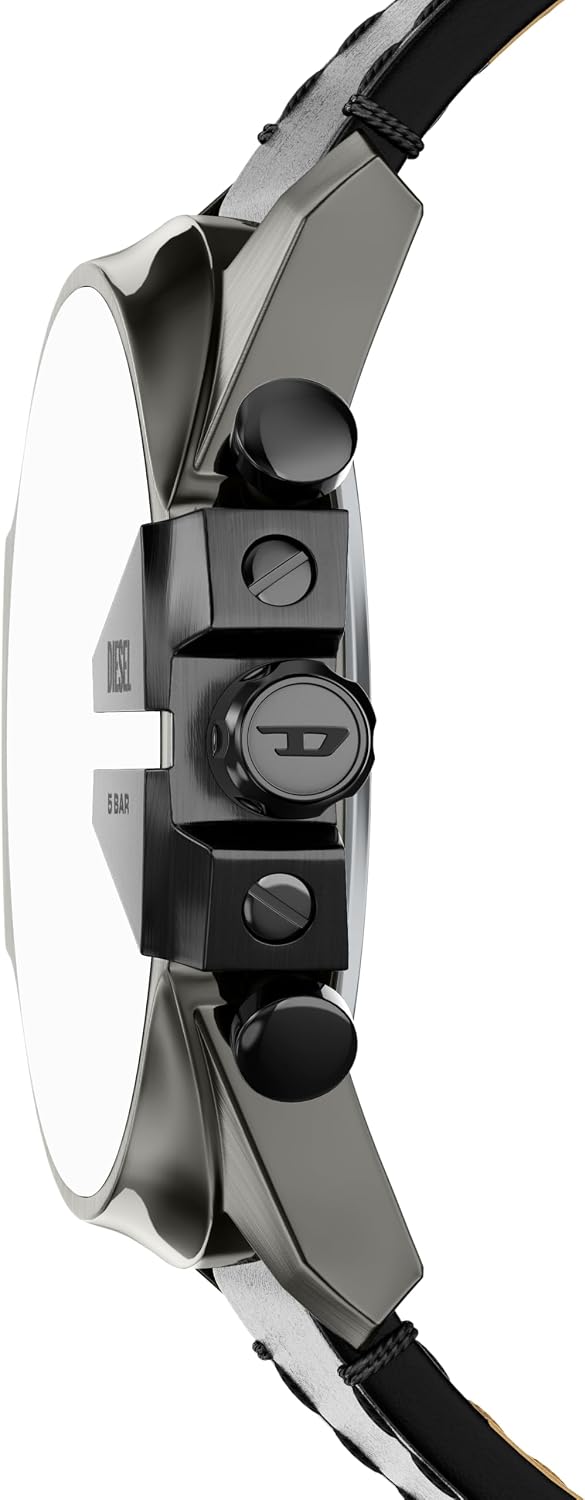 Reloj para hombre Diesel Mega Chief Slim Cronógrafo con correa de cuero negra (Modelo: DZ4714)
