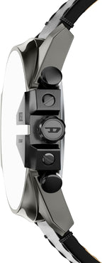 Reloj para hombre Diesel Mega Chief Slim Cronógrafo con correa de cuero negra (Modelo: DZ4714)