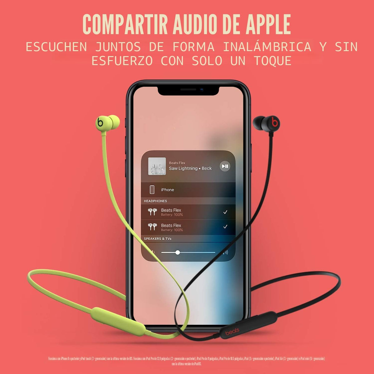 Beats Flex Auriculares inalámbricos - Chip de auriculares Apple W1, auriculares magnéticos, Negro