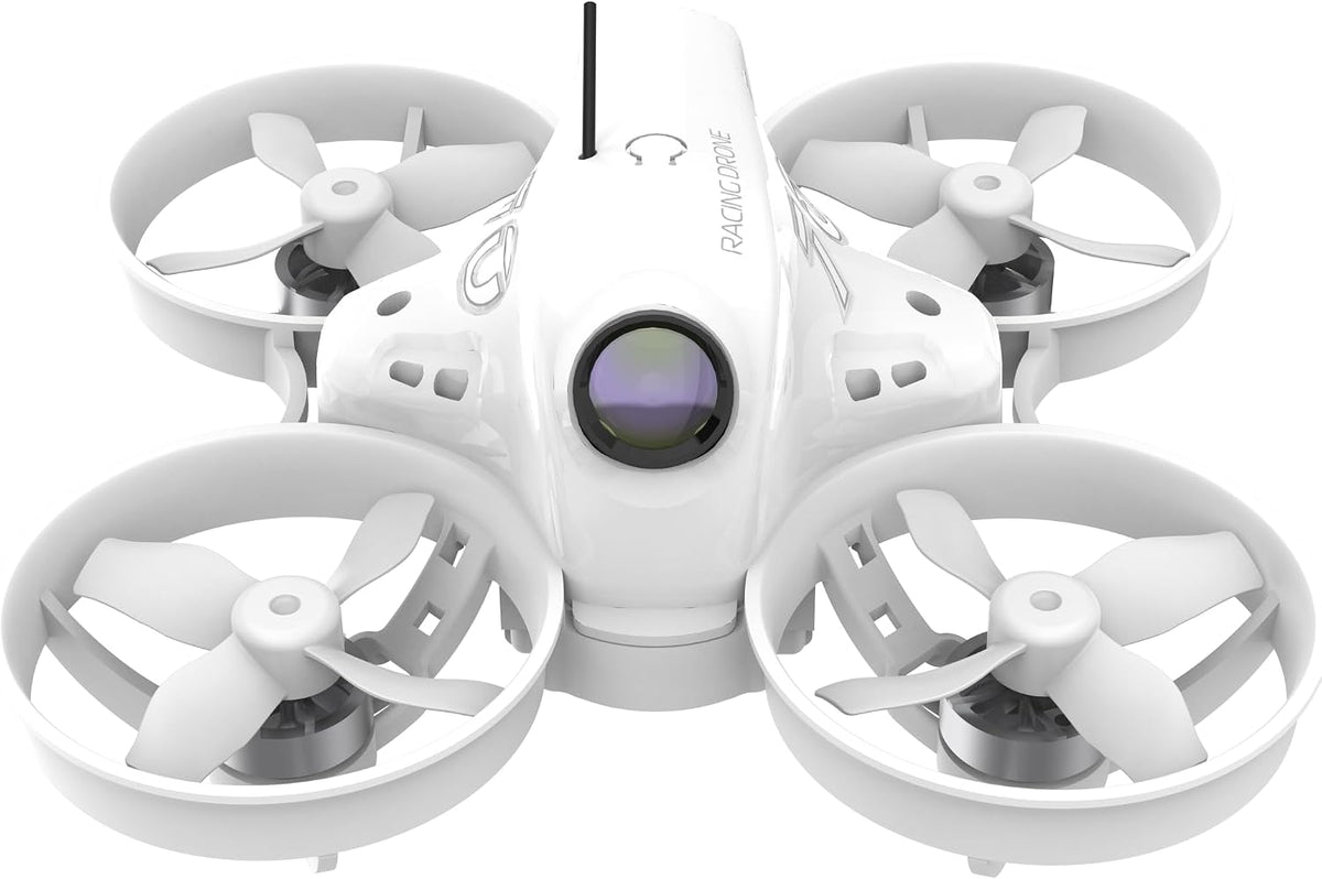 APEX FPV VR70-Pro FPV Dron, cuadricóptero sin escobillas, 1.23 oz Ultra - Light, 4-5 minutos de tiempo de vuelo, rango de 656.2 ft, transmisión 5.8G 100mw, blanco. Solo compatible con control remoto APEX