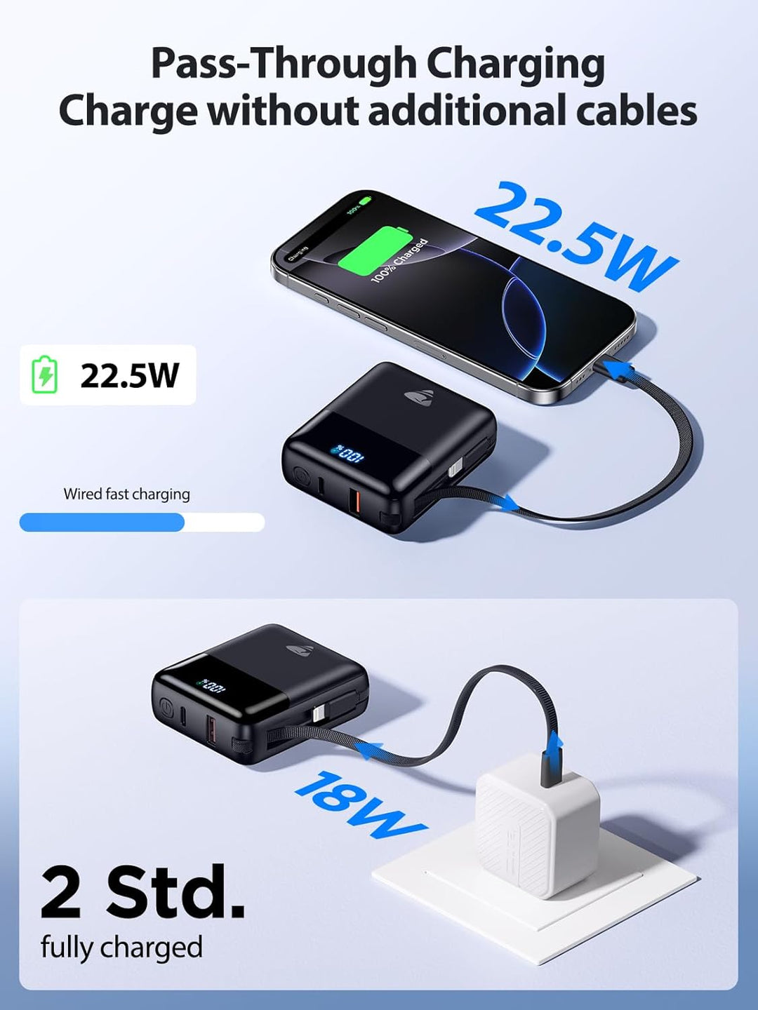 Aioneus Cargador portátil de 10000 mAh, batería de 22.5 W, carga rá...