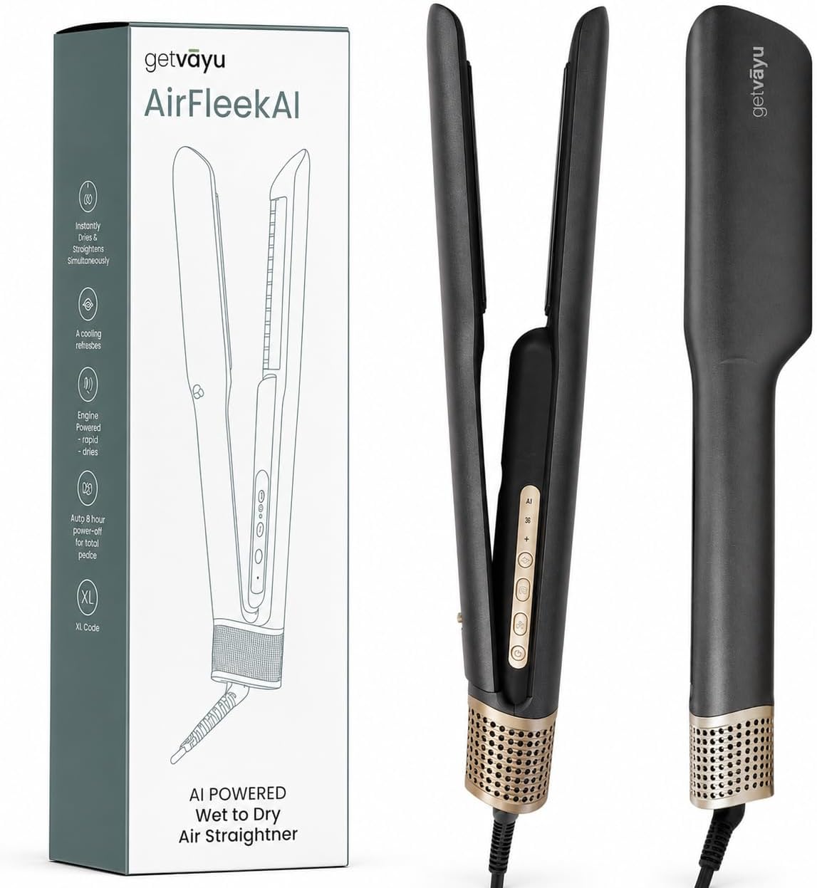AirFleek AI - Air Straight | Plancha de cabello húmedo a seco 2 en...