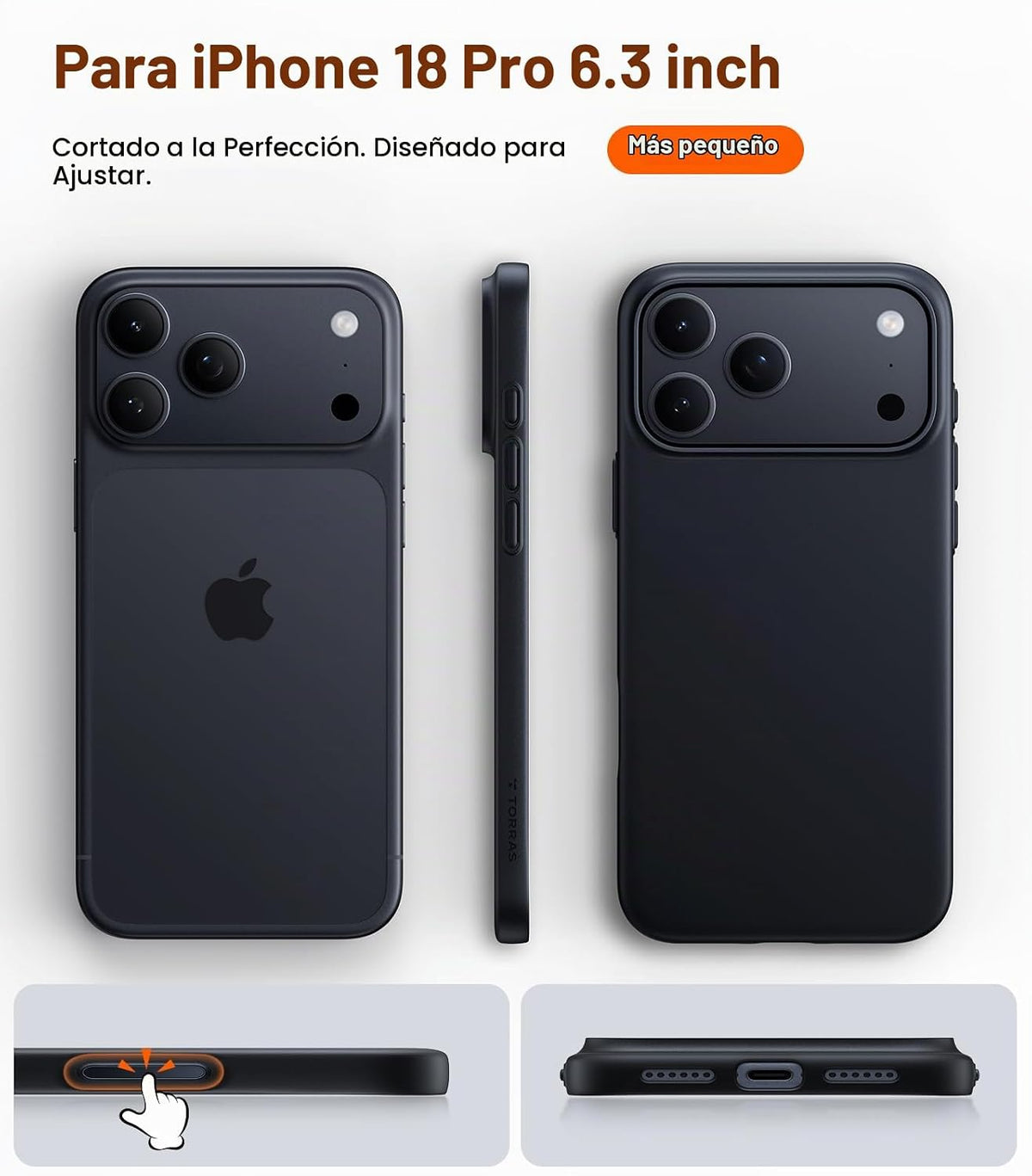 TORRAS Funda magnética delgada para iPhone 18 Pro de 6.3 pulgadas, mate