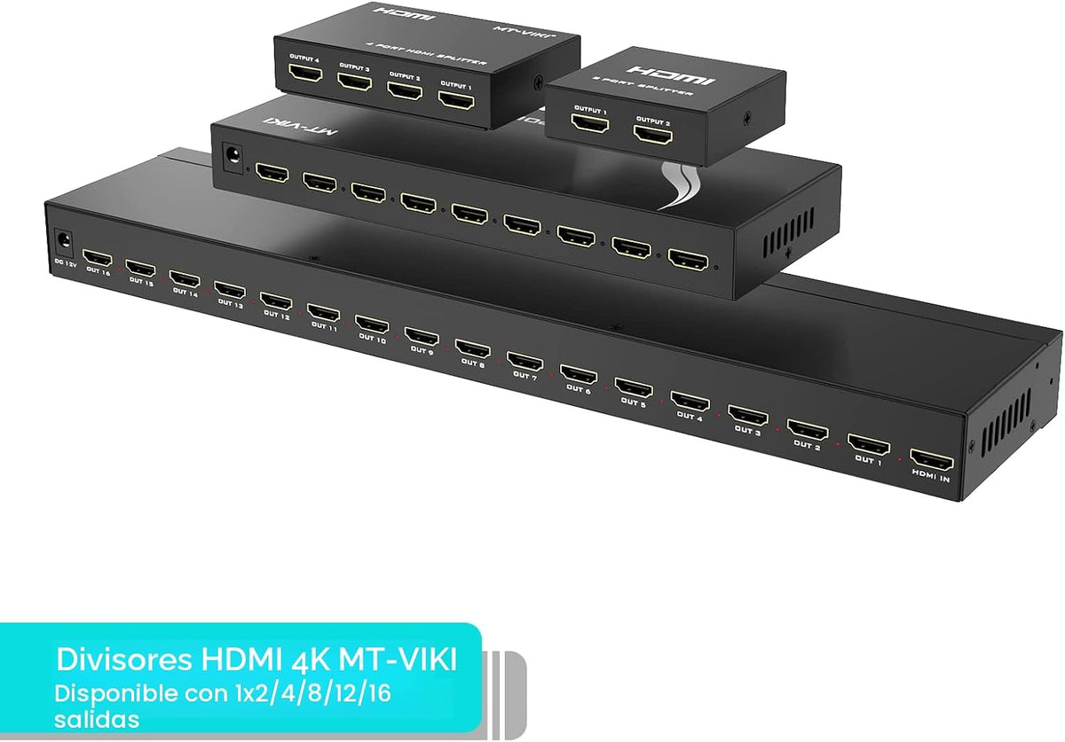 MT-ViKI Divisor HDMI de 1 en 8 salidas, 8 puertos HDMI Duplicador de señal compatible con 4K @30Hz, transmisión de larga distancia para sala de conferencias, iglesia, aula, exhibición minorista