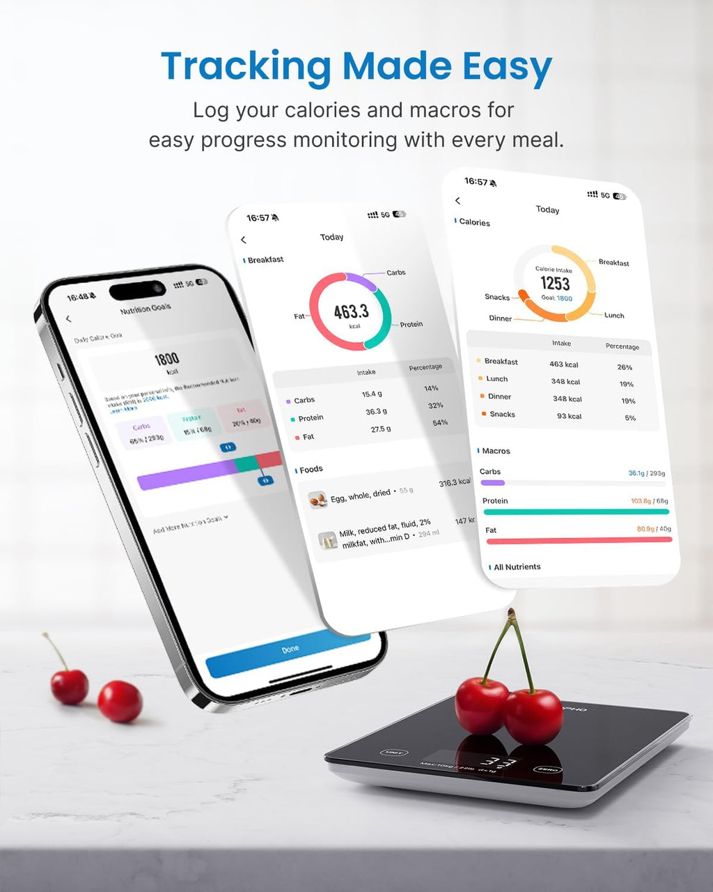 RENPHO Báscula de alimentos inteligente con calculadora nutricional
