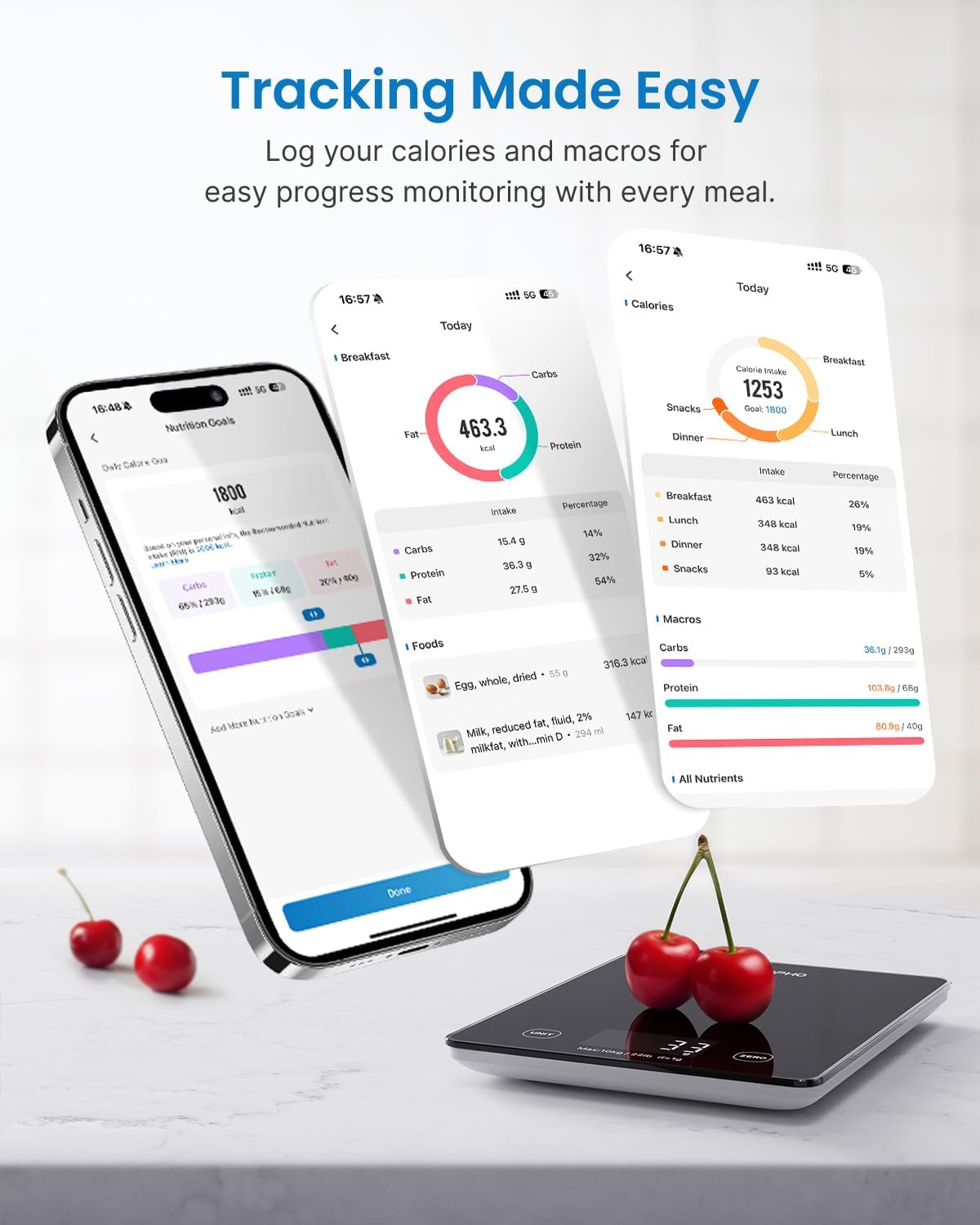 RENPHO Báscula de alimentos inteligente con calculadora nutricional