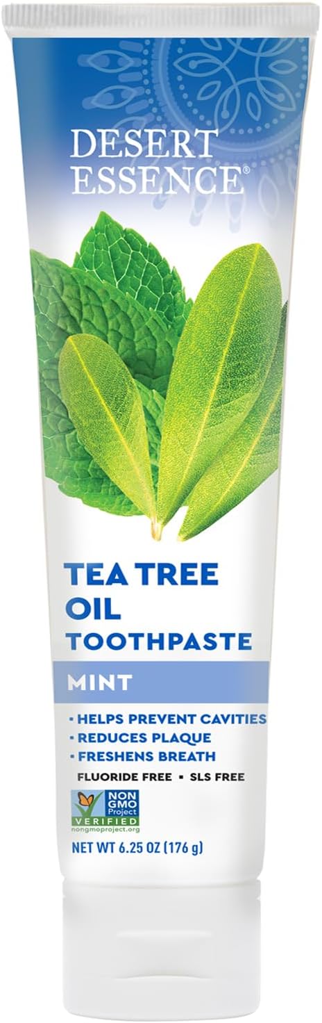 Desert Essence - Pasta de dientes con aceite de árbol de té, sin fl...