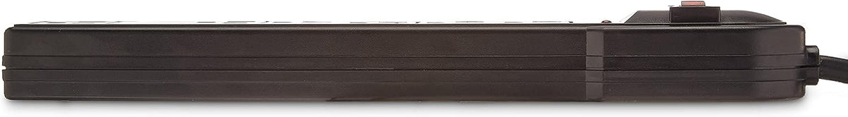 Lámpara Amazon Basics Regleta protectora de sobretensiones, 6 tomas, 790 julios, interruptor de circuito, indicador LED, cable de extensión de 6 pies, negro, paquete de 10