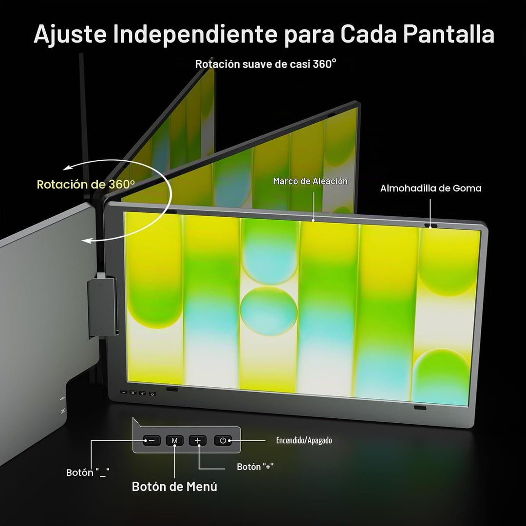 KYY Extensor de pantalla triple para laptop, monitor de viaje de 10...