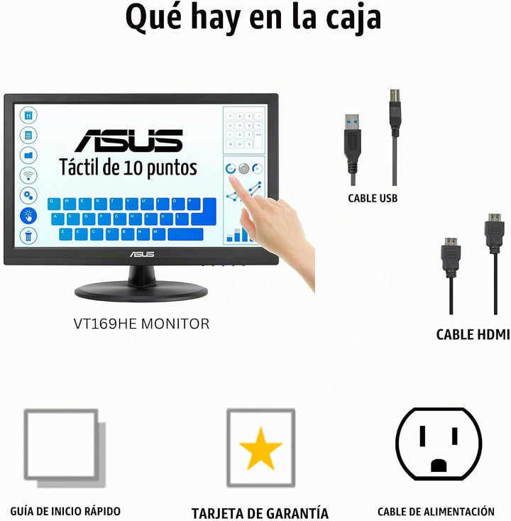 ASUS Monitor táctil 1080P de 15.6 pulgadas (VT169HE) - Full HD, pan...