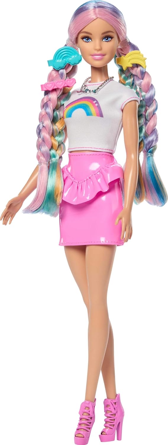 Barbie Rainbow Sparkle - Muñeca para el cabello, extra larga y colo...