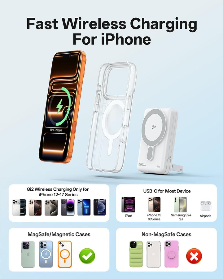 Cargador Portátil Magnético 10,000mAh Certificado Qi2 Carga Rápida...