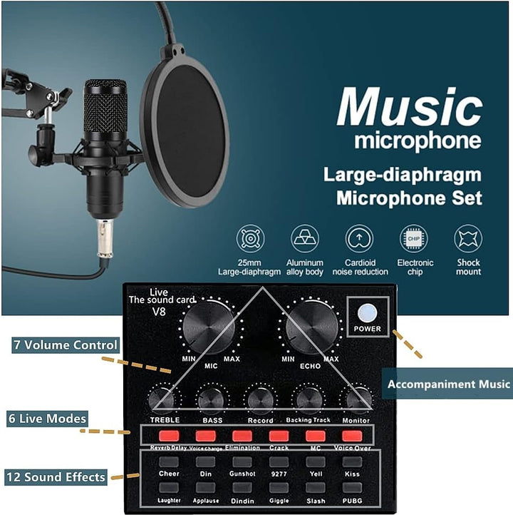 Paquete de equipo de podcast, condensador BM-800 con cambiador de v...