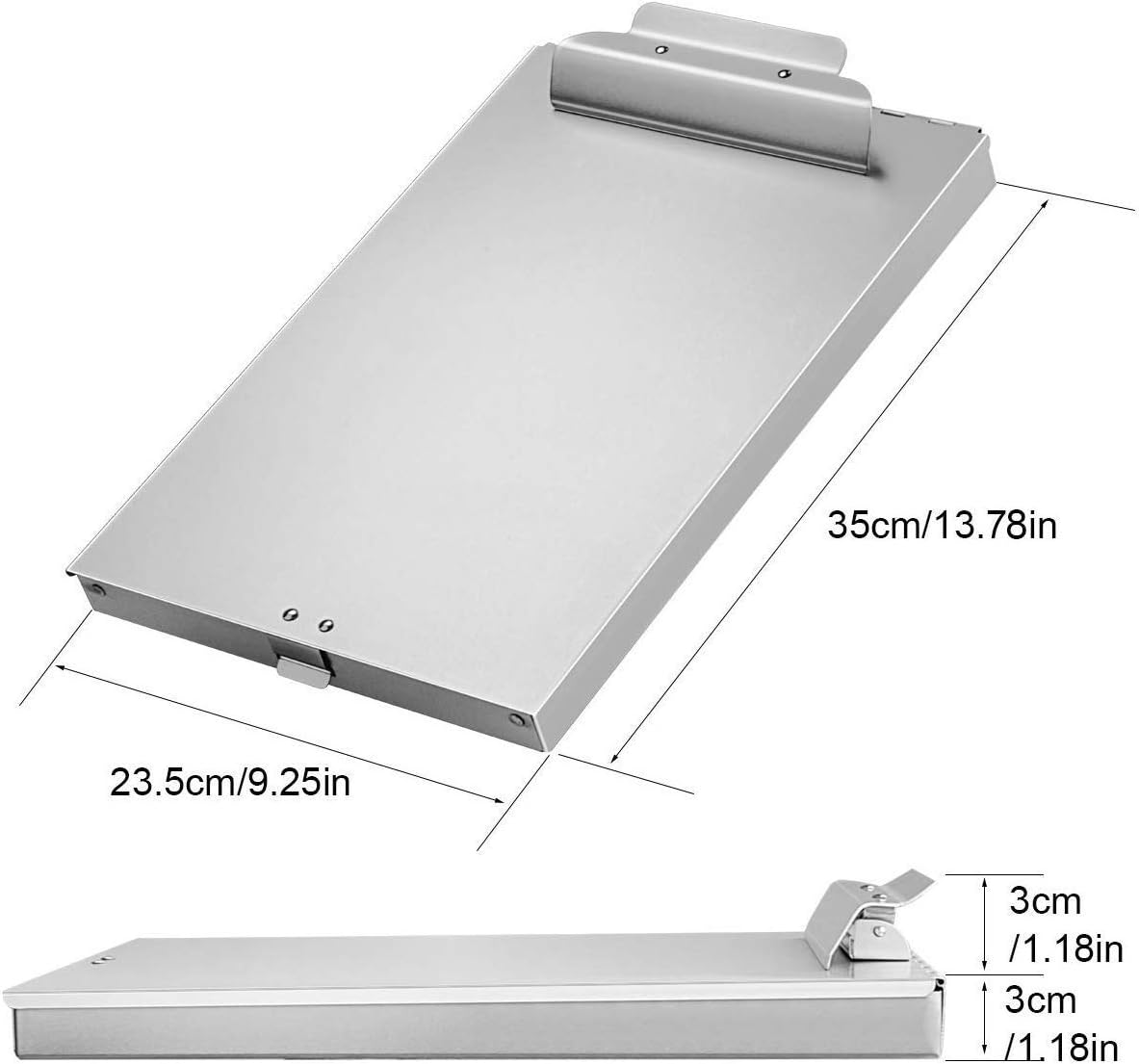 ZCZN Portapapeles de almacenamiento de aluminio reciclado, caja de portapapeles, soporte para formulario, adecuado para escuela, oficina, sitio de trabajo o personal médico, 9.25 x 13.78 pulgadas