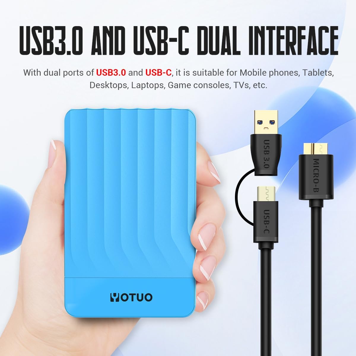 YOTUO - Disco duro externo de 1 TB, disco duro de expansión de alma...