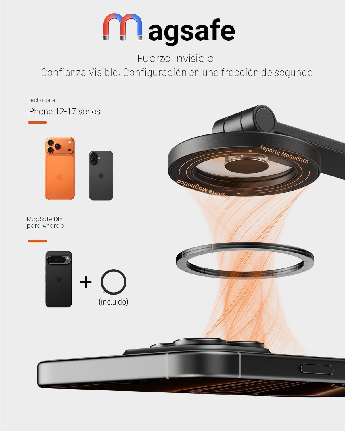 Trípode magnético para teléfono de 66 pulgadas para iPhone con