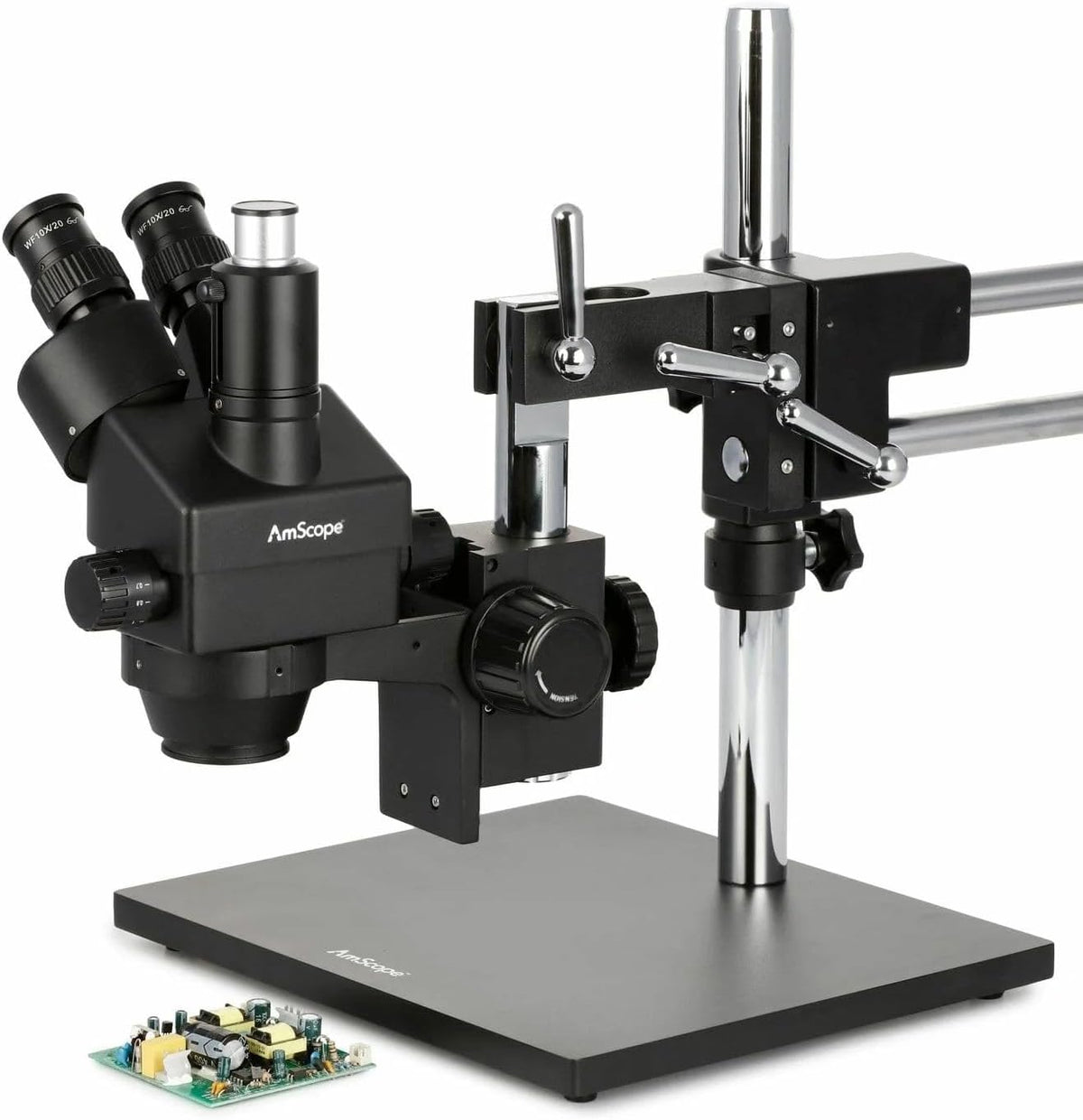 AmScope SM-4TZZ-B - Microscopio estéreo trinocular con zoom, color negro