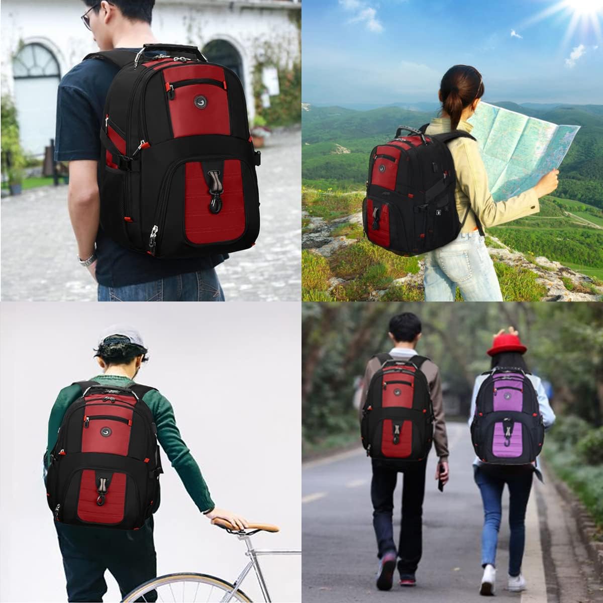 SHRRADOO Mochila de viaje extragrande para laptop de 50L con puerto...