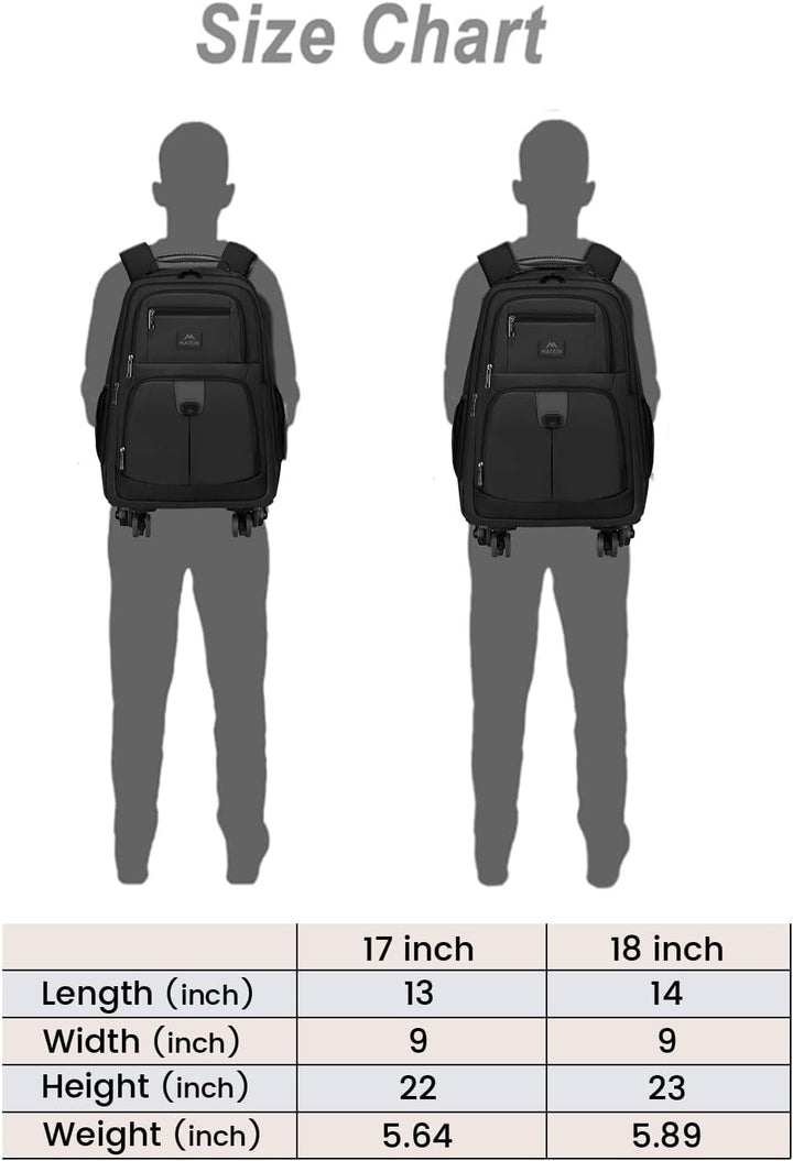 MATEIN Mochila con ruedas, bolsa grande de viaje para laptop de 18...