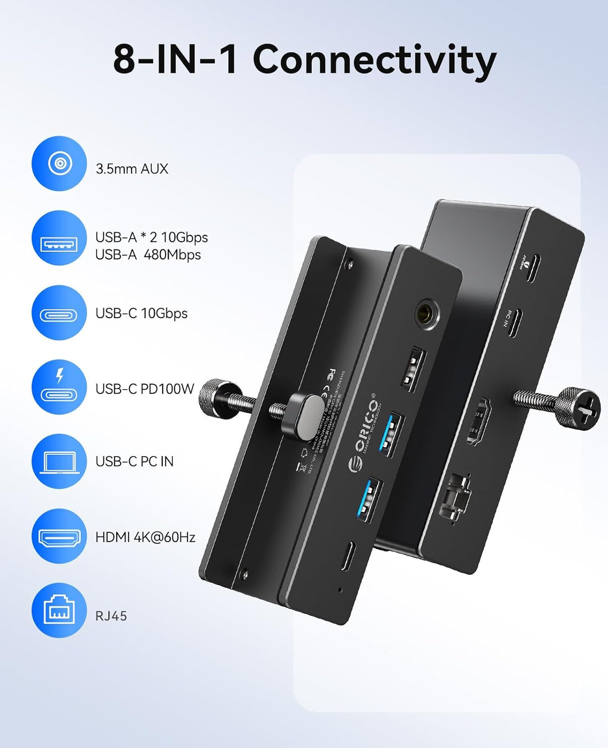 ORICO, ORICO-MH8P-BK-BP, hub USB de 4 puertos