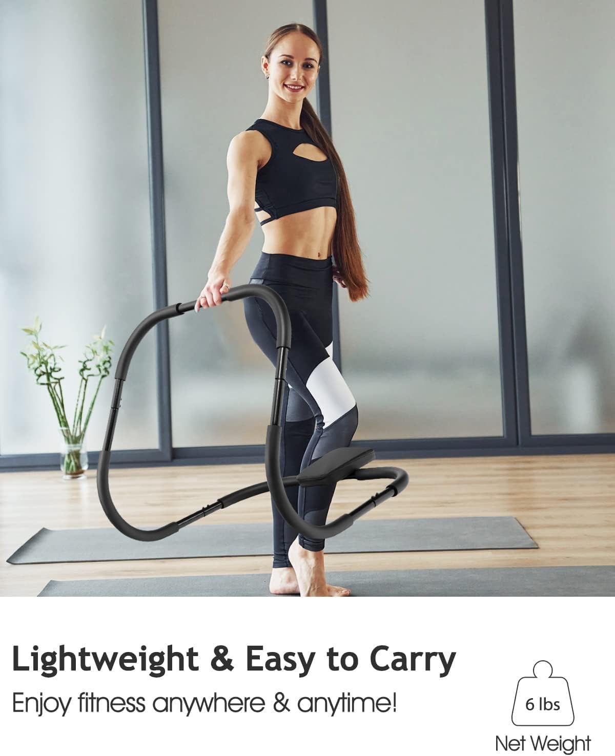 Equipo de abdominales para abdominales, rodillo abdominal, dispositivo asistente para sentarse, máquinas de entrenamiento abdominal para ejercicio en casa, fuerza central, negro