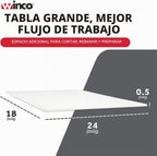 Winco Tabla de cortar, 18 x 24 x 1/2 pulgadas, color blanco, 18" x 24"