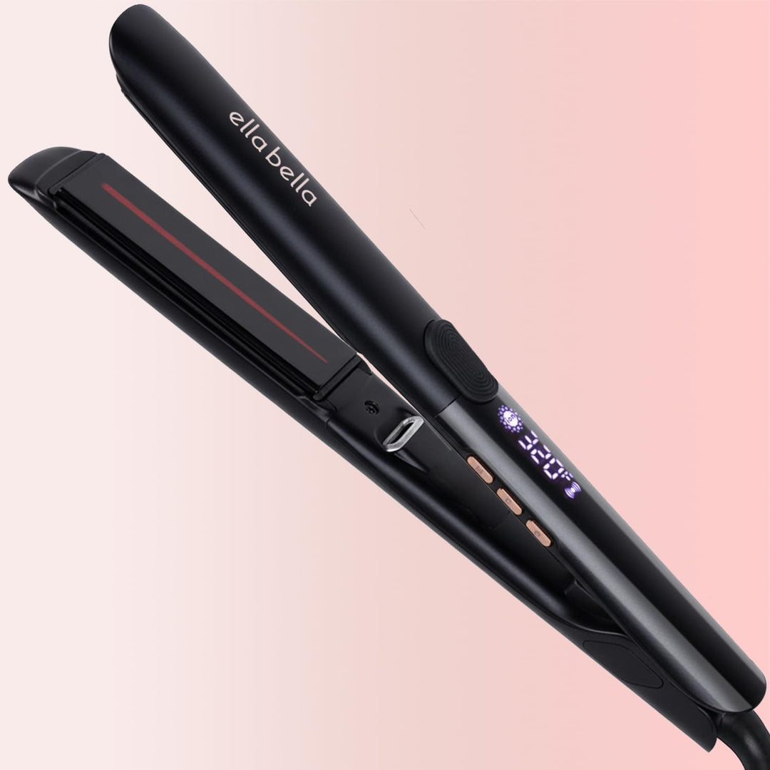 ELLA BELLA® Plancha plana de titanio para alisar el cabello, delgad...