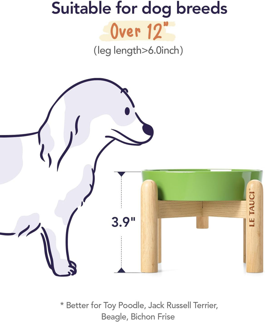 LE TAUCI Cuencos de cerámica para perros de alimentación lenta, elevados para razas pequeñas, anti-engullimiento, antideslizantes, 6 pulgadas, verde