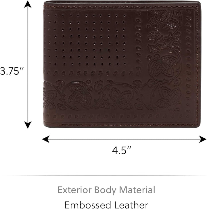 Fossil Men's Derrick Leather RFID-Blocking Bifold with Coin Poc...