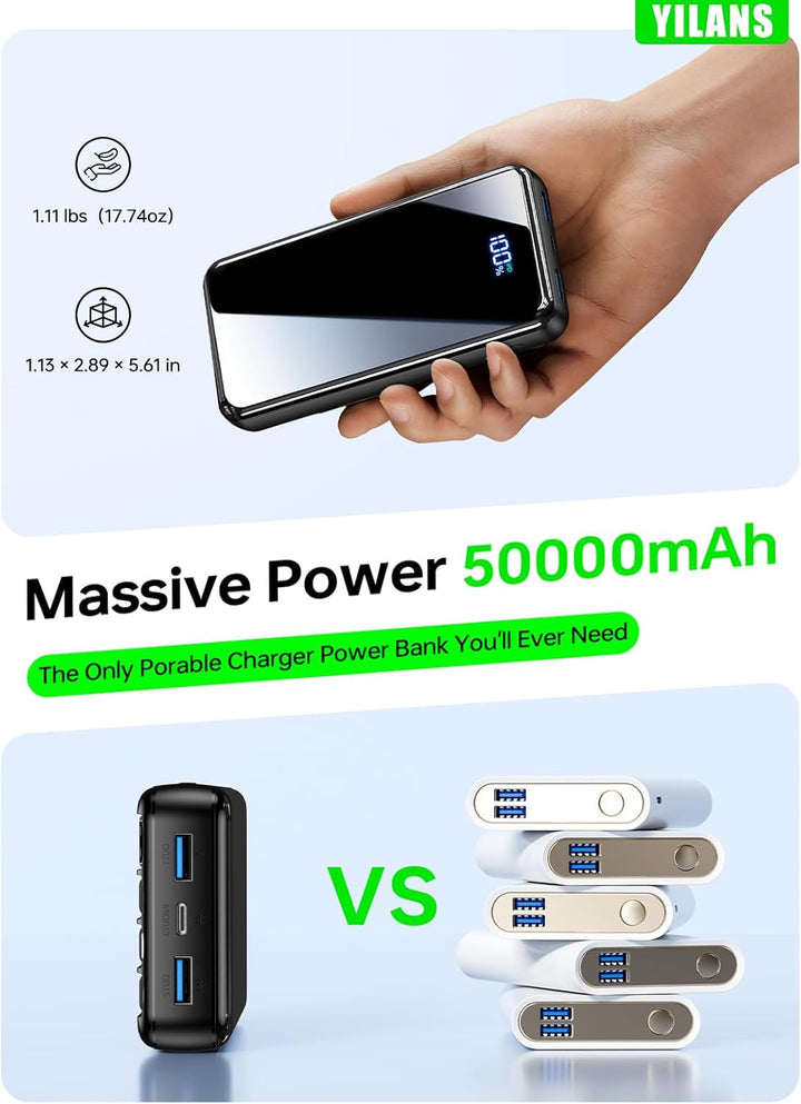 Cargador portátil, banco de energía de 50000 mAh con cable incorpor...