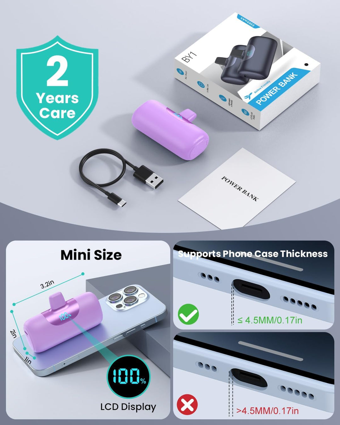 Mini Portable Charger for iPhone,Upgraded 22.5W PD Fast Charging 55...