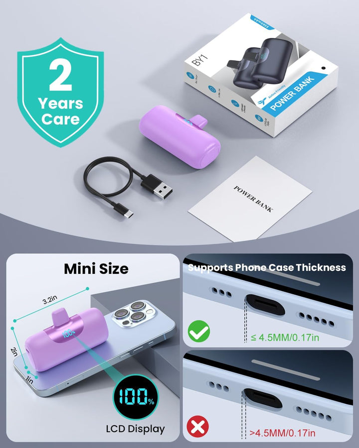 Mini Portable Charger for iPhone,Upgraded 22.5W PD Fast Charging 55...
