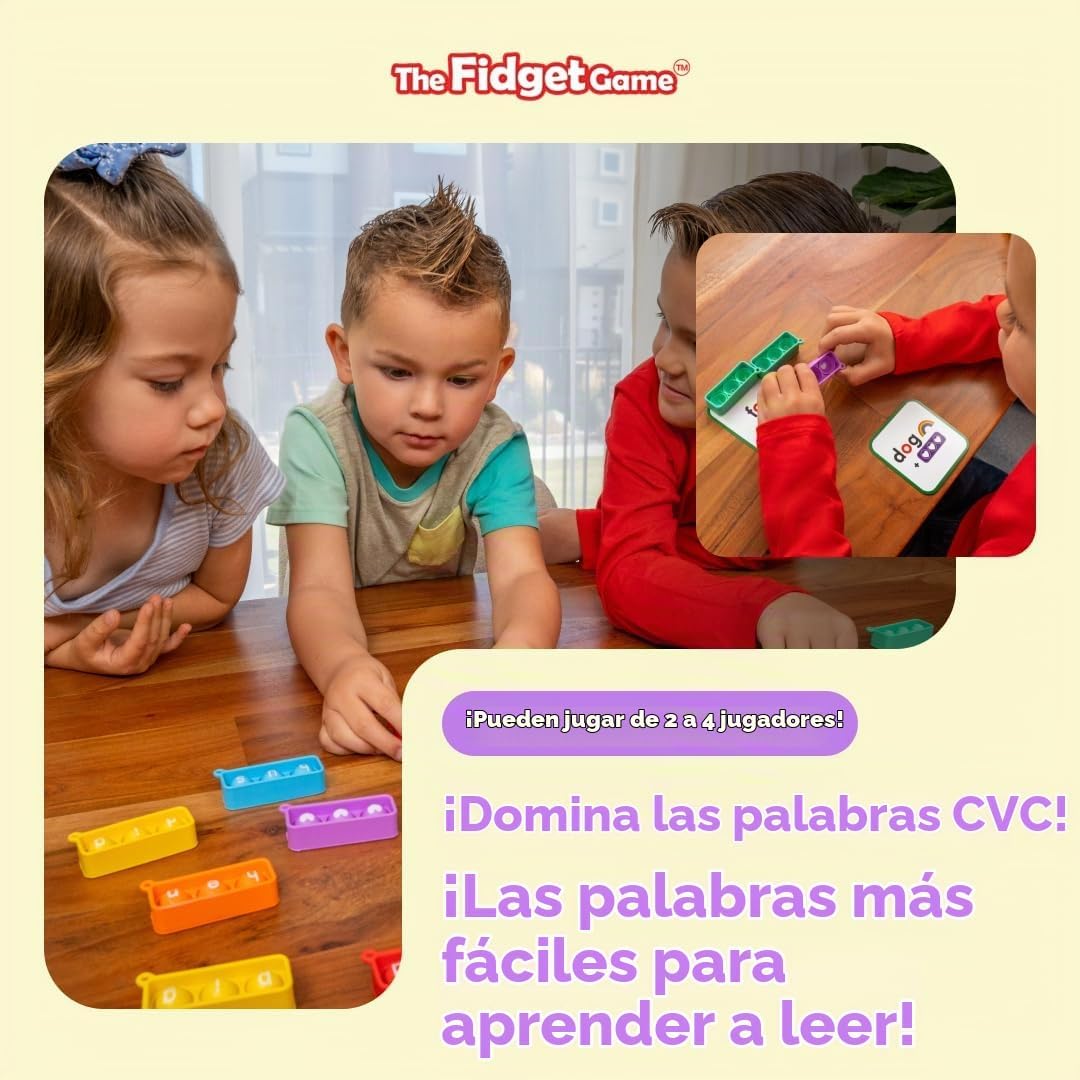 THE FIDGET GAME Elfos Furtivos, Juego de Palabras de Vista CVC, Juguete Sensorial Pop para Aprender y Deletrear, Actividades Educativas en el Aula de Kindergarten, Lectura Multisensorial y Tarjetas