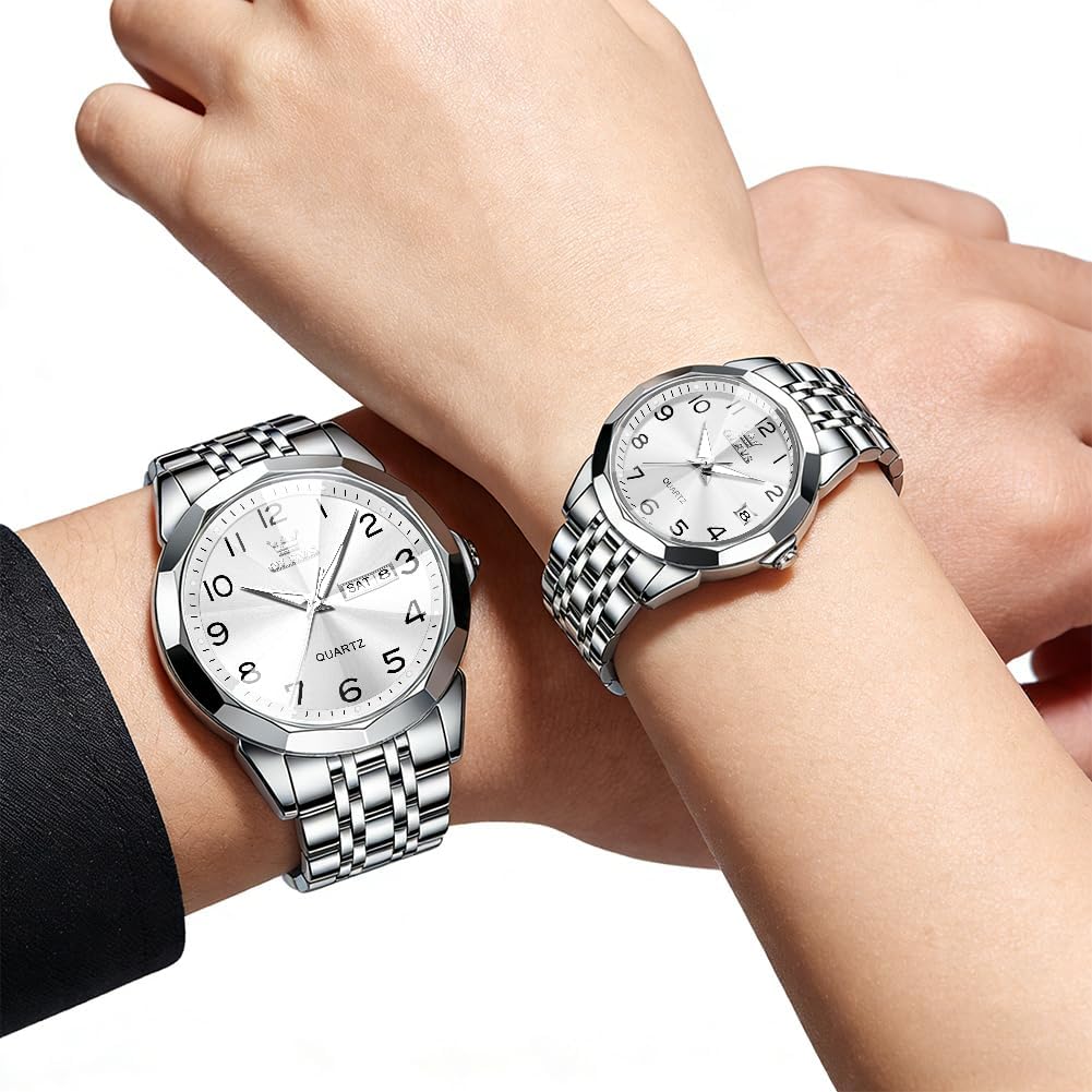 OLEVS Relojes de Pareja de San Valentín - Lujo, Moda para Hombre y Mujer, Juego de Relojes