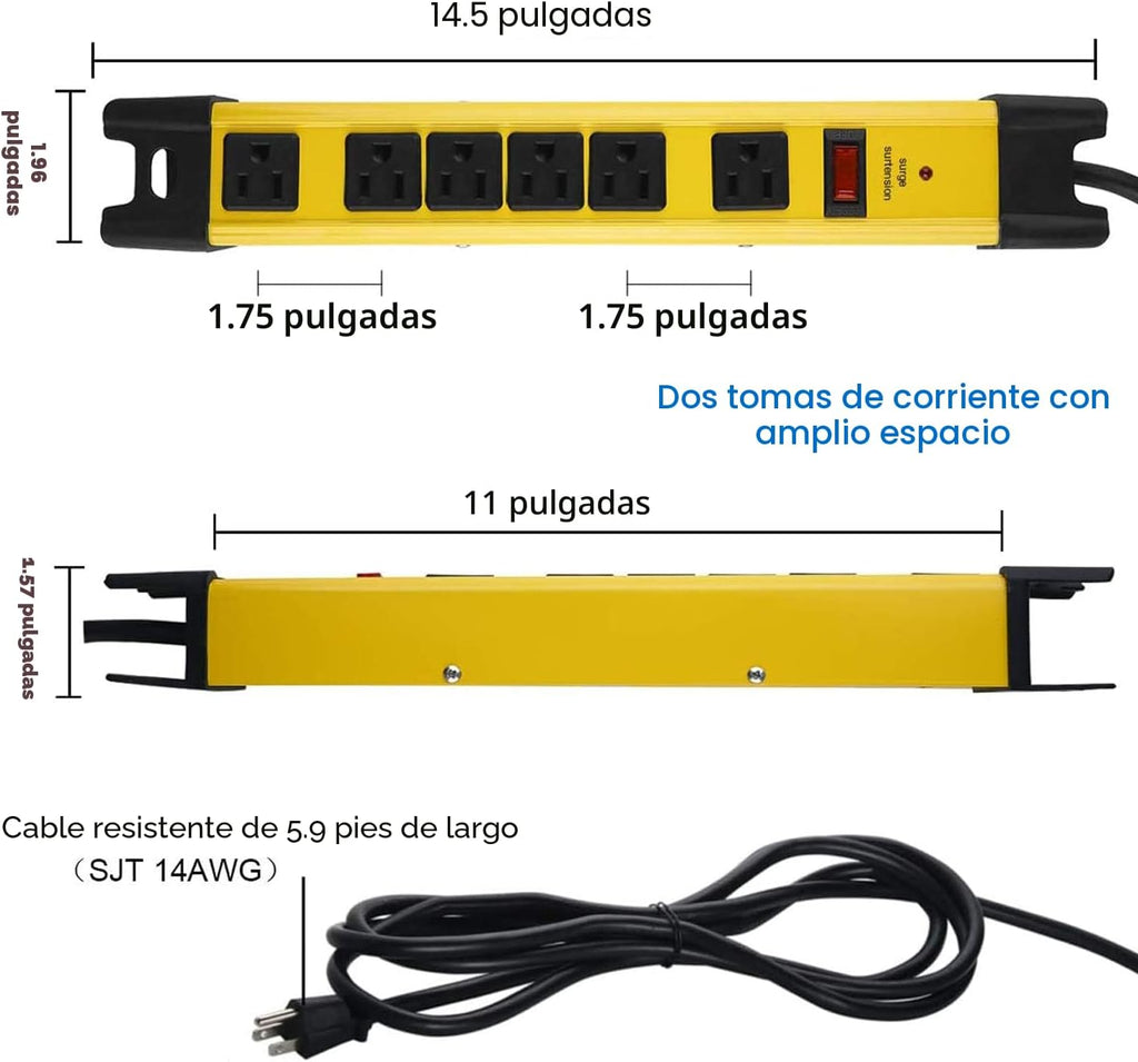 Protector contra sobretensiones de alta resistencia CCCEI. Amarillo, 6ft, 1.