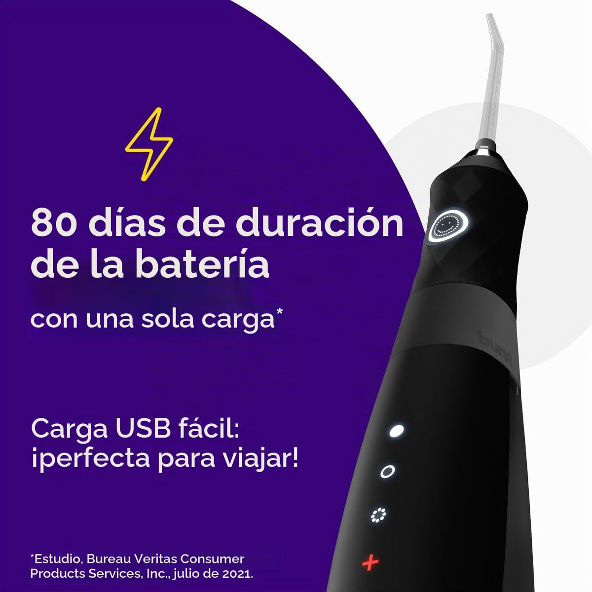 BURST Water Flosser Eléctrico para limpieza de dientes (3 modos/Blanco)